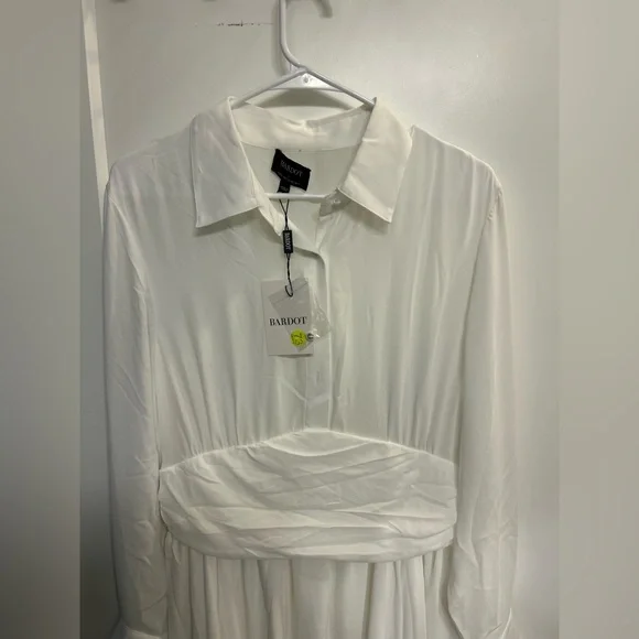 NWT Bardot Justina Mini Long Sleeve White Dress - Picture 3 of 12